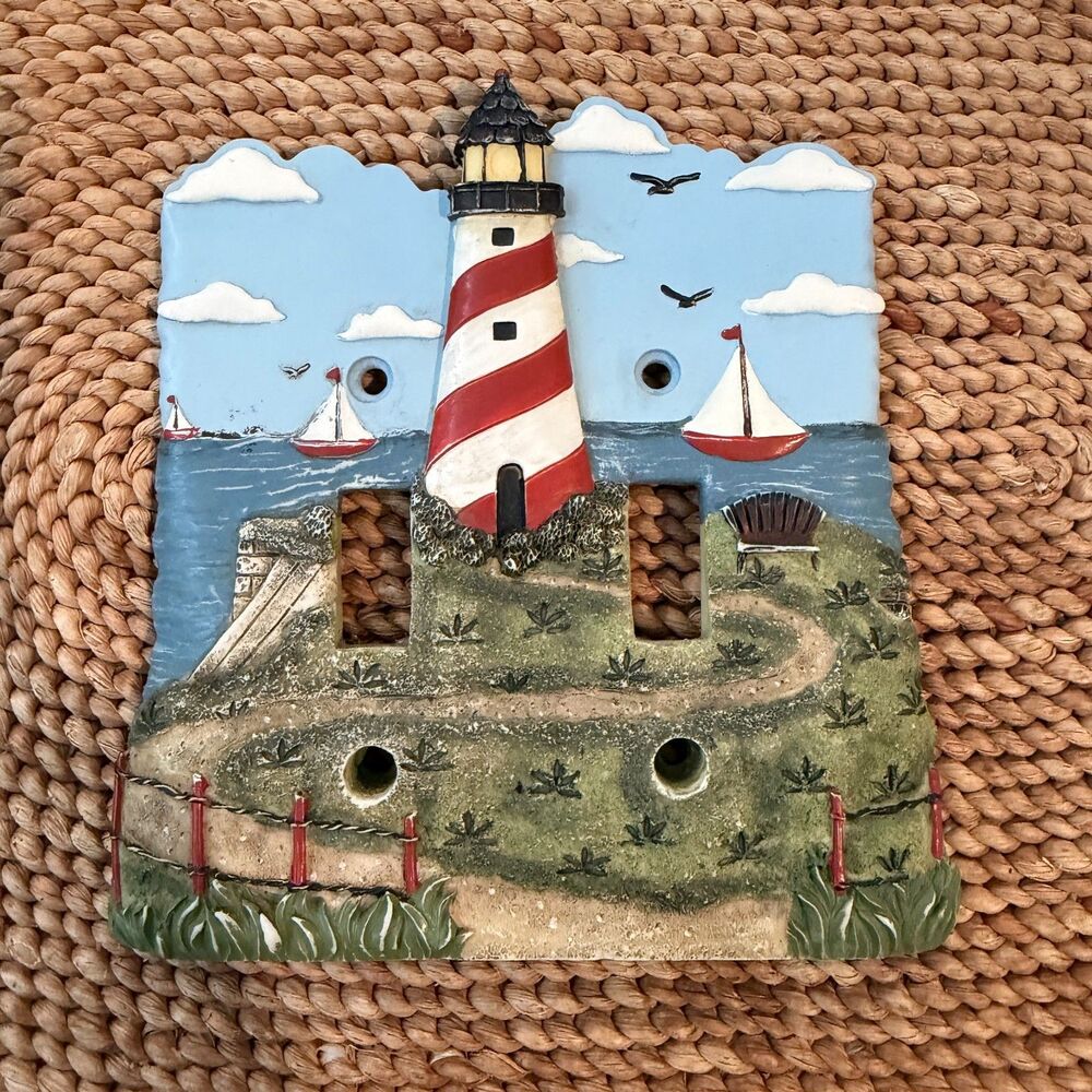 Borders Unlimited Lighthouse Sailboat 3D Double Toggle Switch Plate Nautical